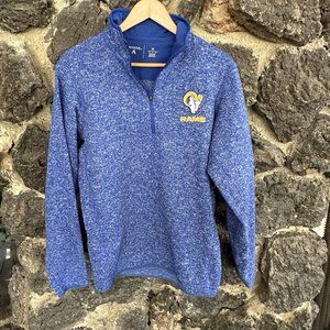 Antigua Men's Blue Los Angeles Rams Long‎ Sleeve 1/4 Zip Pullover Size med